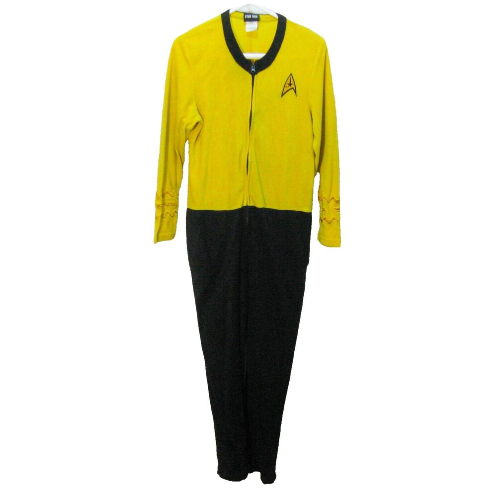 STAR TREK Costume Adult Small Yellow Black Fleece One Piece Men Cosplay Trekkie